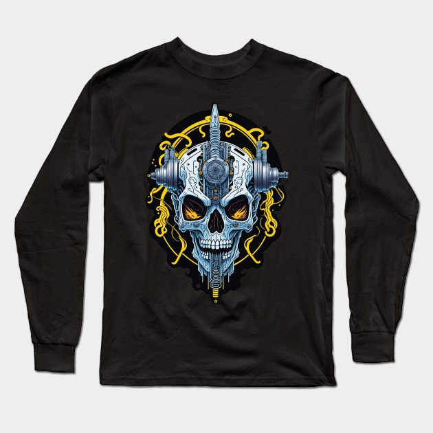 Mecha Skull S03 D90 Long Sleeve T-Shirt by Houerd